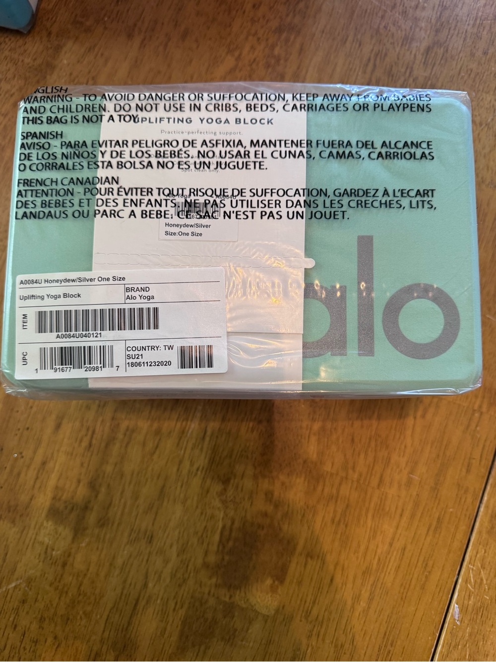 Alo Uplifting Yoga Block in Honeydew/Silver - Picture 2 of 3
